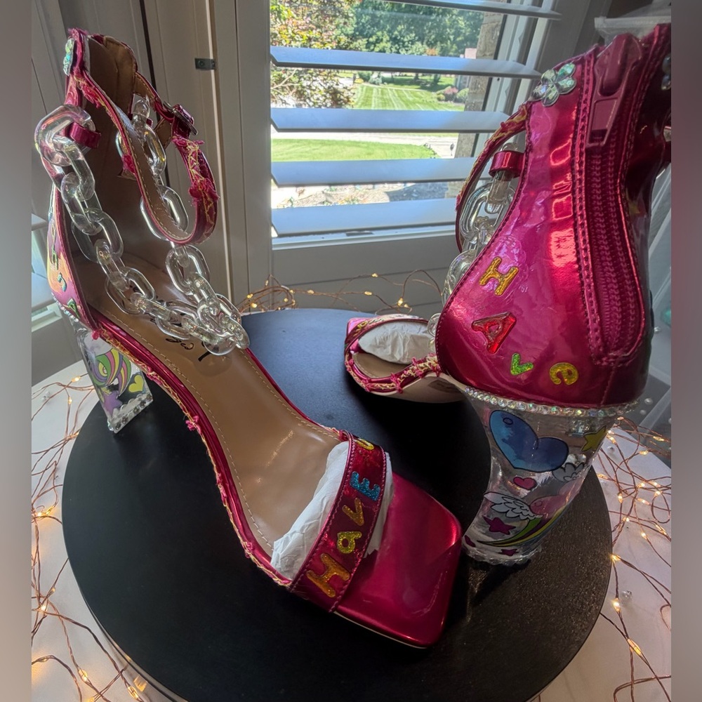 Customized Special Event Statement Heel, Girls just wanna have fun, sz 7.5